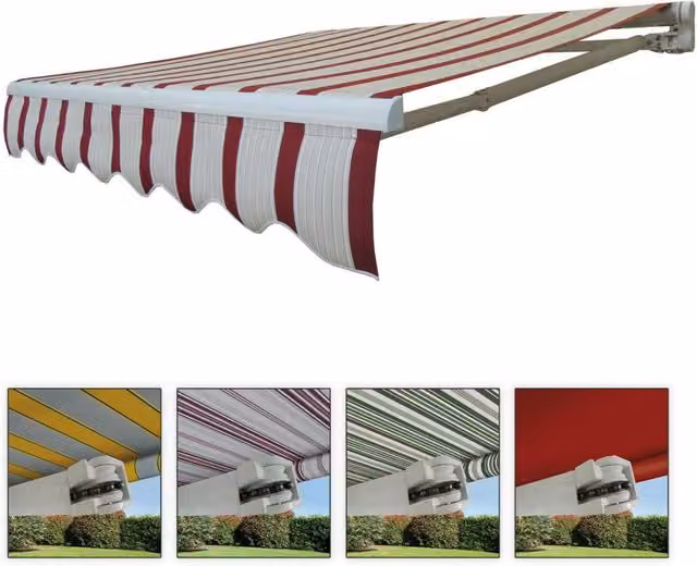 Tende da Sole a Bracci Barra Quadra con Catena Balcone Avvolgibile Alluminio Colore: Beige, Dimensioni: 3 x 2 m