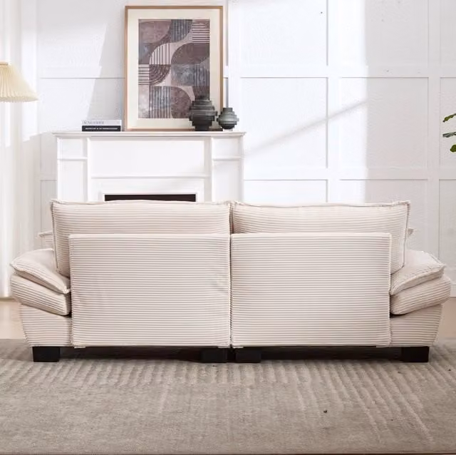 Divano 224x81x81 cm con seduta extra profonda in velluto beige