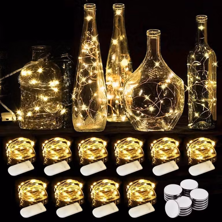 10 mini luci LED a batteria bianco caldo 2M - luci da interno per camera, matrimonio, Natale