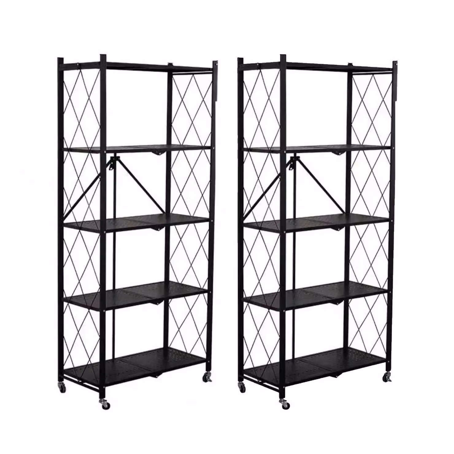 SevenComfort Scaffale da cucina Scaffale in piedi Scaffale per microonde Scaffale per tavolo da cucina a 5 livelli Carrello da cucina con set di 2 pezzi Nero