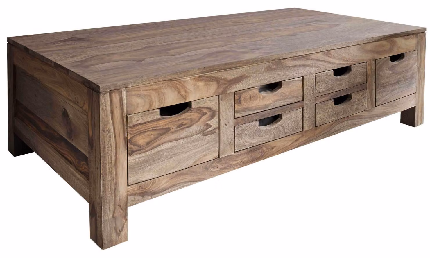 MASSIVMOEBEL24 | tavolino da salotto in legno di Sheesham / palissandro 135x70x40 grigio scuro oliato NATURE GREY #43