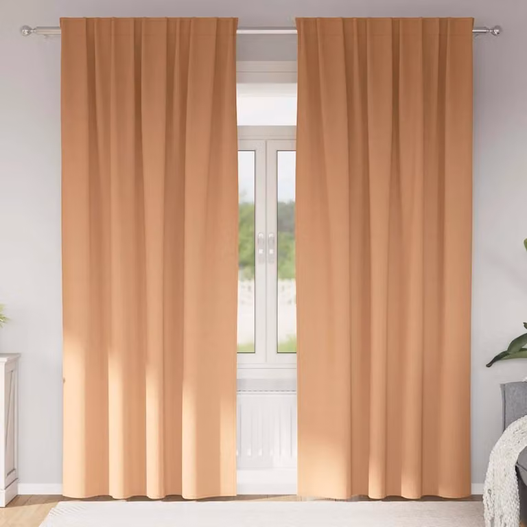 Set di 2 tende blackout vidaXL con anelli in poliestere, colore marrone, L: 140 cm, H: 260 cm