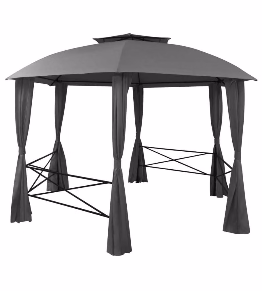 Gazebo Padiglione da Giardino con Tende Esagonale 360x265 cm