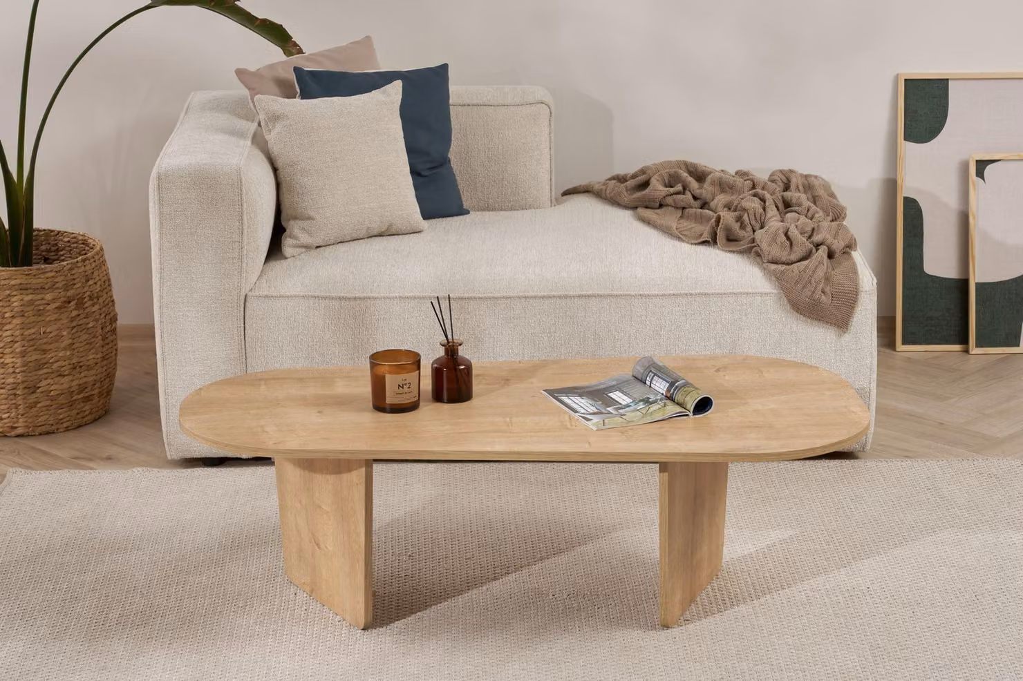 Skye Decor, Ovalis - Oak, tavolino, rovere, piano in melamina 100 %, 130 x 65 x 40 cm