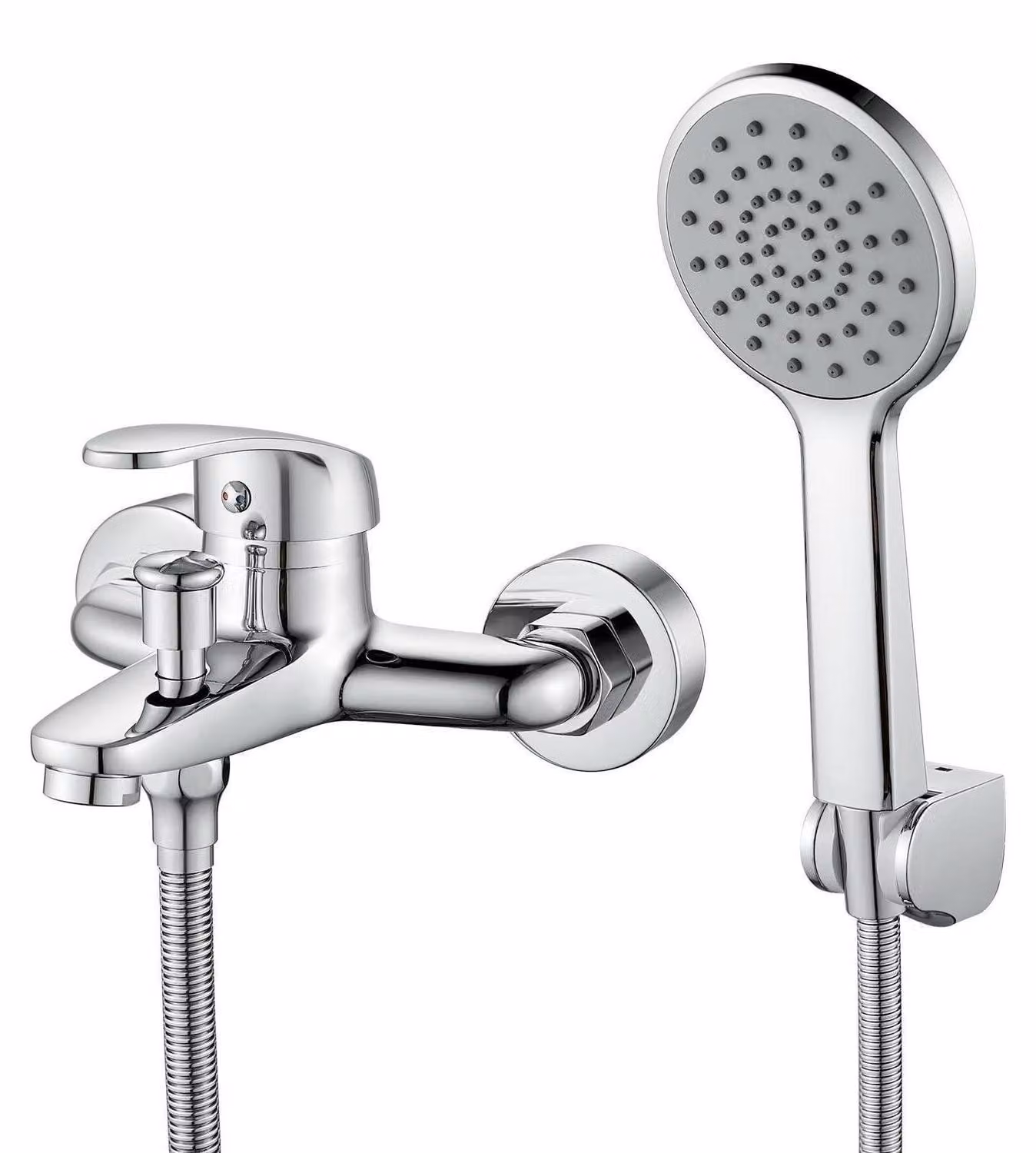Miscelatore per vasca da bagno con doccetta manuale, cromato, attacco G1/2", 150mm, regolabile, in ottone, modello H59