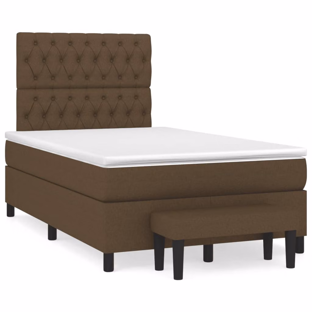 vidaXL Giroletto a Molle Ibrido con Materasso in Tessuto Marrone e Bianco L/P/H: 120 x 200 x 193 cm