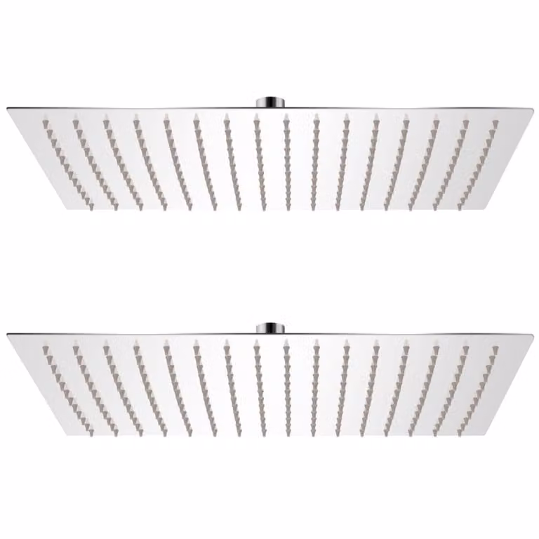 The Living Store Soffioni doccia a pioggia 2 pz. Acciaio inox 30 x 40 cm
