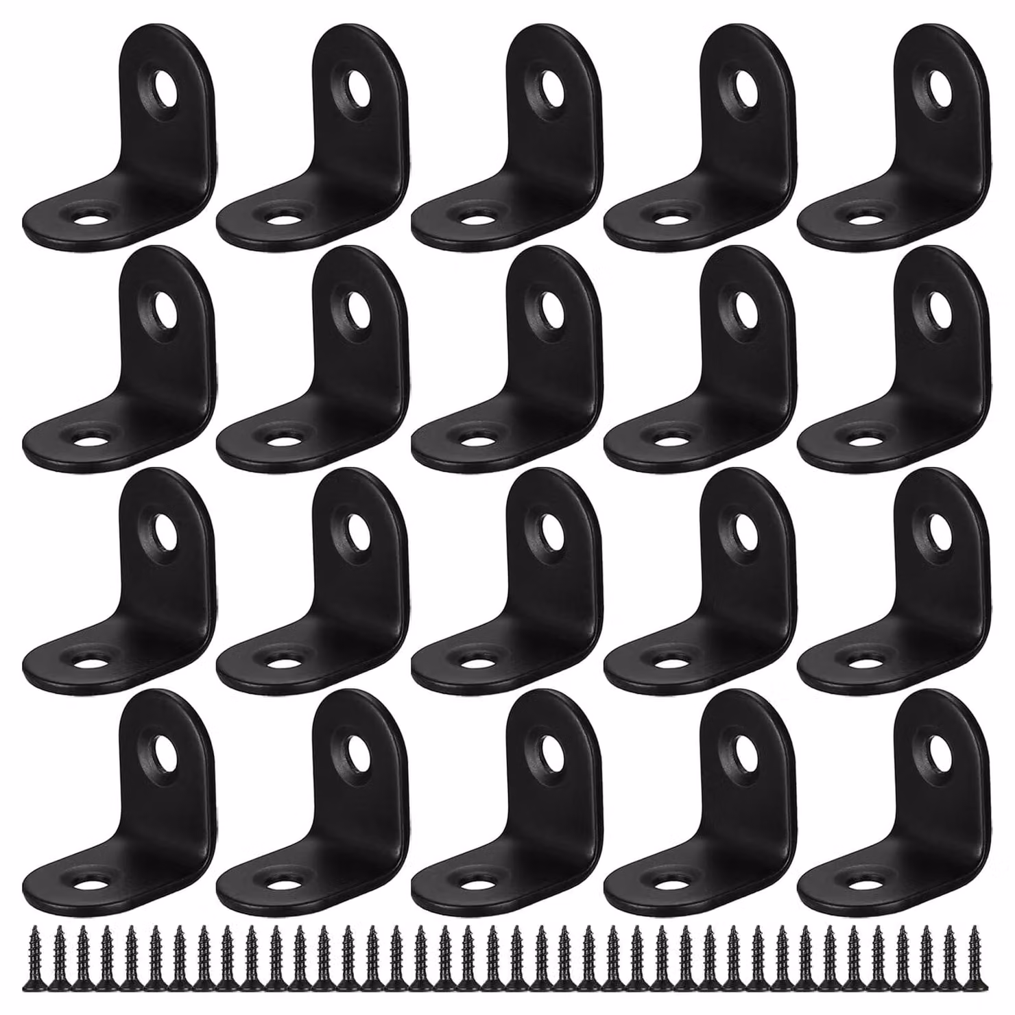 Staffa angolare - Acciaio inossidabile - 20 pezzi - 90 gradi - Nero - 2 x 2 cm