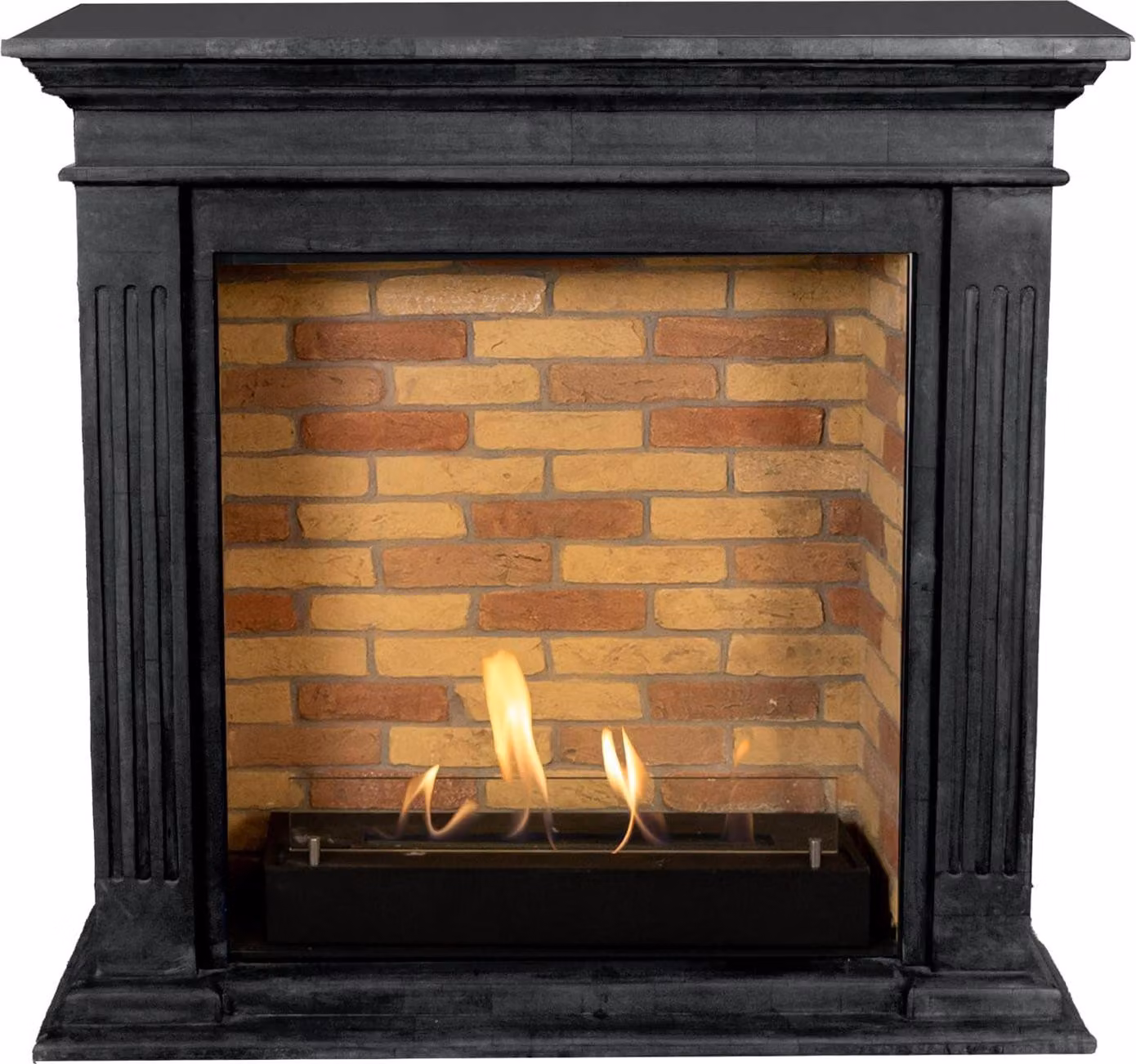 Caminetto a etanolo Xaralyn - Cadiz BST-SBU - pietra naturale nera - riscaldamento a 3 kW - caminetto da incasso incluso - caminetto decorativo