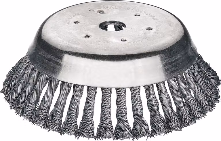 Lessmann Kegelbürste gezopft 180 mm Aufnahme 20,0 mm, aus Stahldraht hochfest