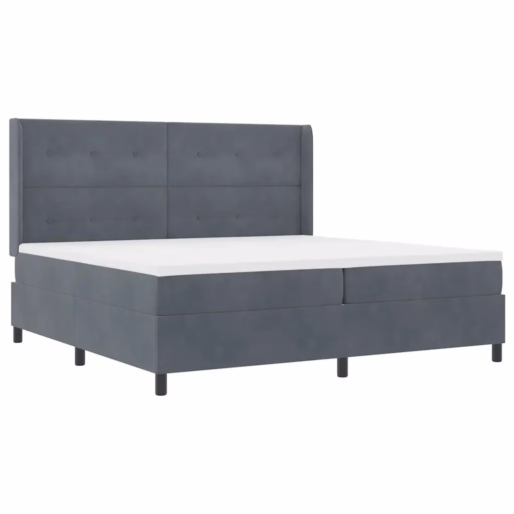 Letto a molle con strisce LED vidaXL in velluto grigio, L/P/H: 200 x 200 x 280 cm – 2