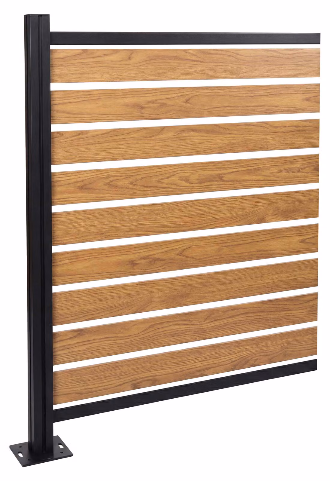 Recinzione per bidoni della spazzatura in alluminio HWC-K57, elemento di ampliamento rivestimento per bidoni della spazzatura, effetto legno ampliabile 130x100x6 cm ~ marrone chiaro