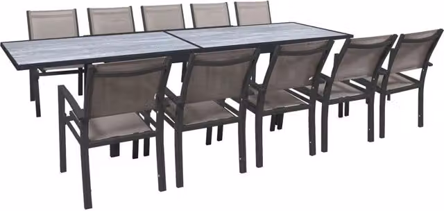 Set da pranzo da giardino estensibile Lagos Habitat per 10 persone in alluminio color tortora L/P/H: 200/320 x 105 x 76 cm