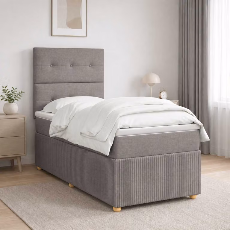 Letto box spring con materasso vidaXL in tessuto color tortora, L/P/H: 80 x 200 cm