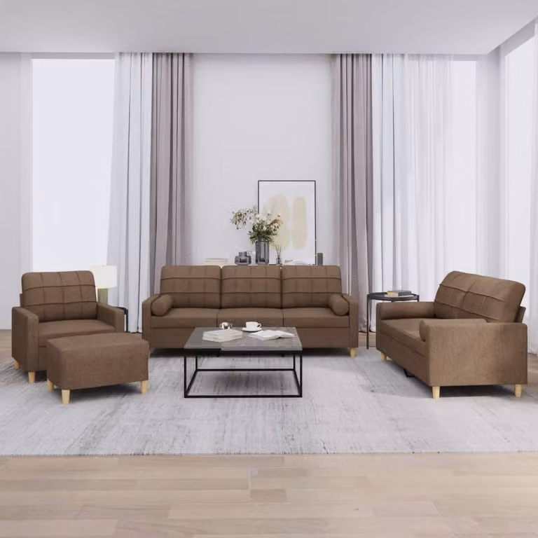 Maison Exclusive - Set divano 4 pezzi con cuscini in tessuto marrone