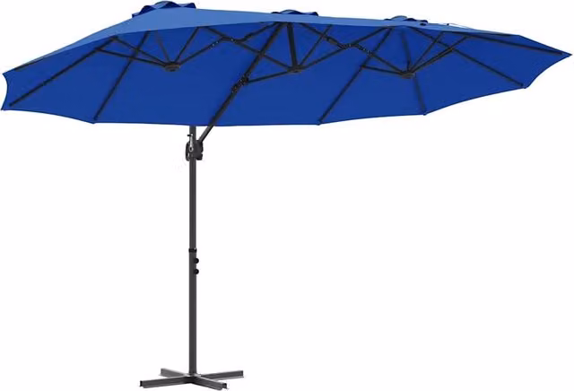 Ombrellone da esterno moderno e inclinabile HELLOSHOP26 in alluminio e poliestere azzurro L: 372 cm, P: 198 cm, H: 243 cm