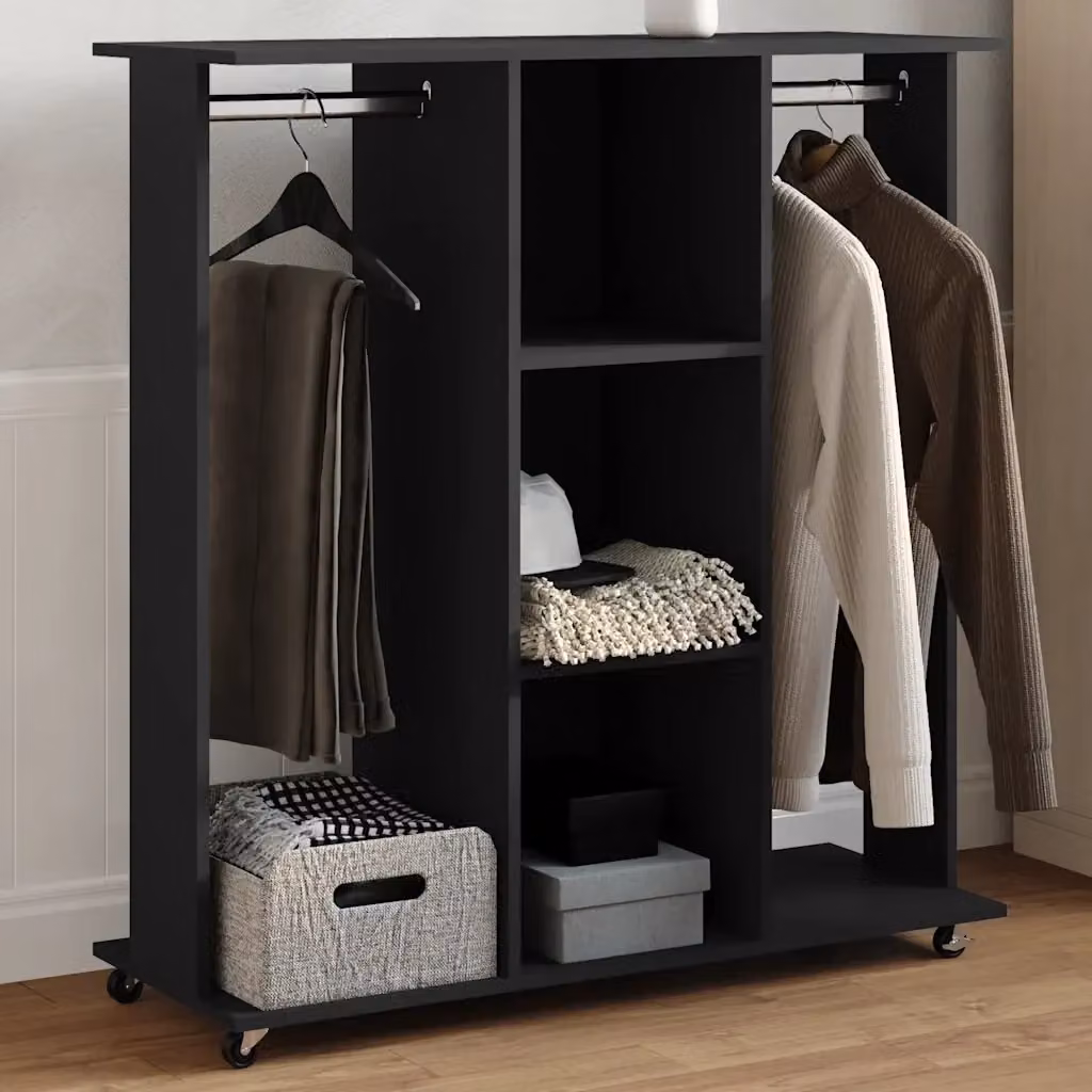 Armadio con ruote nero in legno multistrato DESIGN IN L/P/H: 102 x 38 x 110 cm – 2