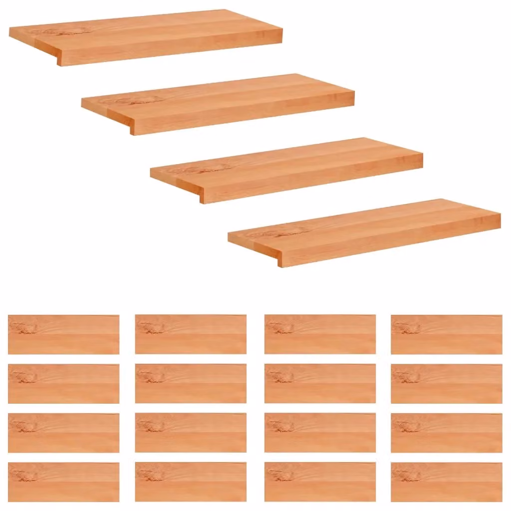 Set di 20 tappeti per scale in legno di faggio color marrone vidaXL L/P/H: 80 x 30 x 2 cm – 2