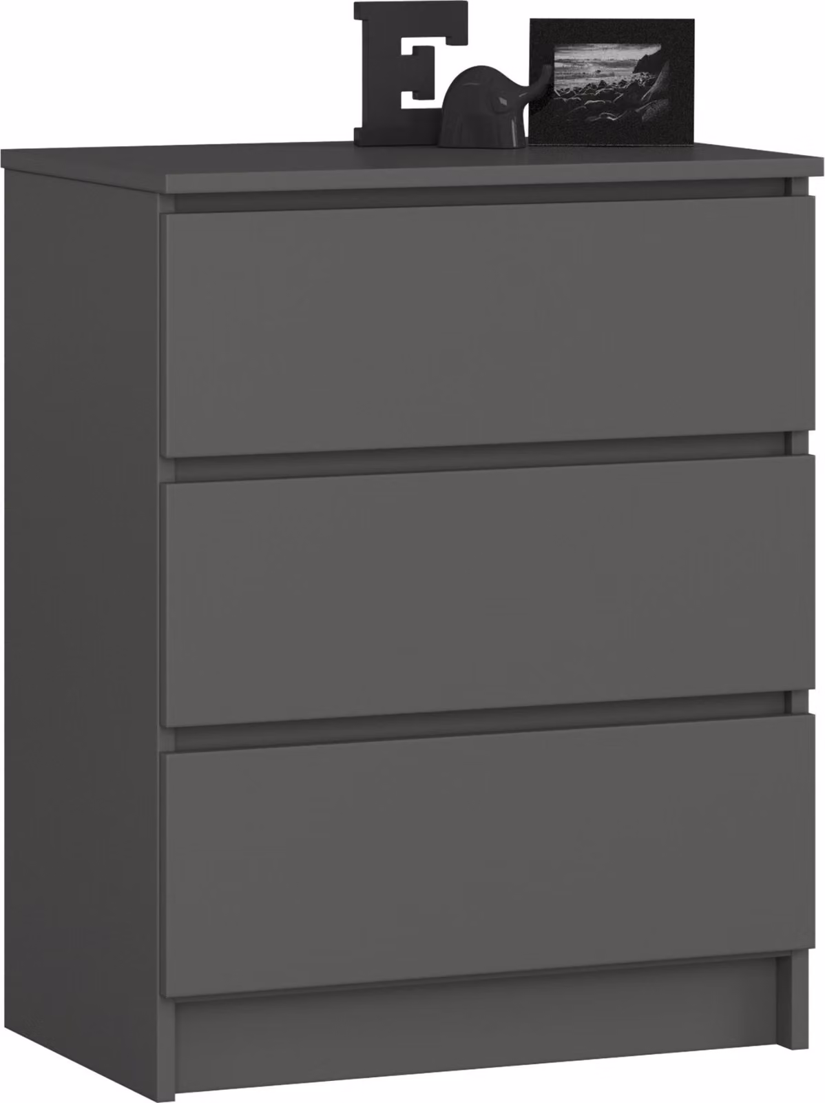 Comò in grafite con 3 ampi cassetti, larghezza 60 cm, altezza 77 cm Comò organizer con cassetti Credenza alta in legno Credenza Armadio