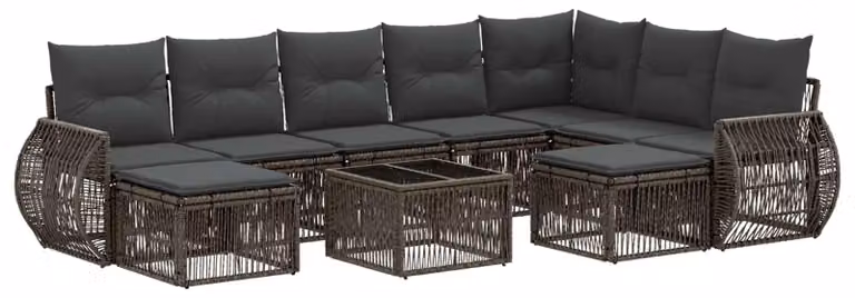 Set Divano da Giardino 10 pcs Grigio polyrattan