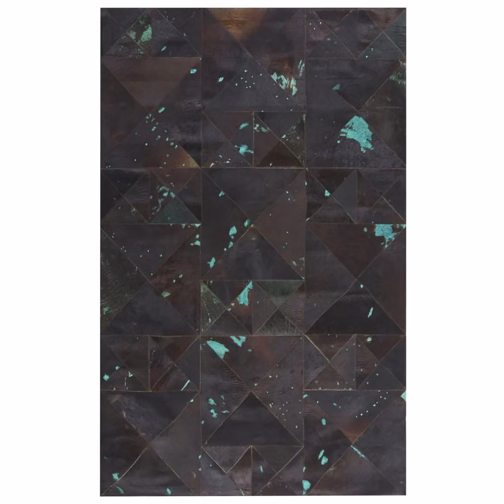 Tappeto in pelle artigianale BELIANI con design astratto moderno, multicolore marrone, blu e turchese, L: 200 cm, P: 140 cm – 2