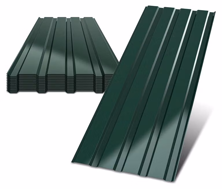 Ikodm, 12 pezzi di lamiera grecata per tetti, profilata, in metallo, superficie liscia, con guanti, 115x45 cm, 0,25 mm, 6 m², verde