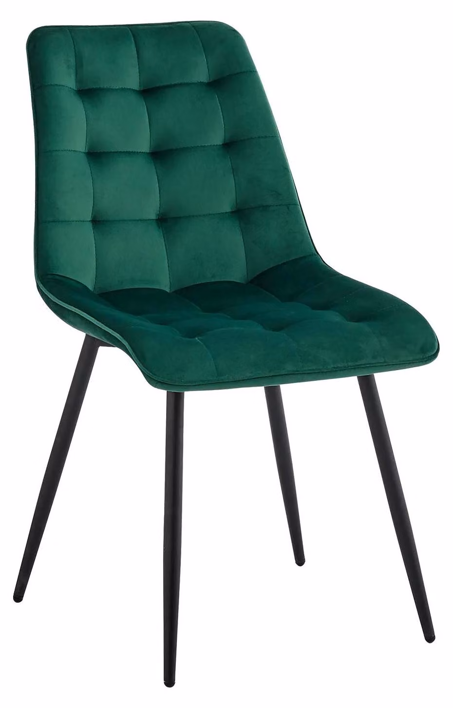 Sedia da pranzo - Senza braccioli - Imbottita, rivestimento in tessuto - Gambe in metallo - Design moderno - Per cucina e sala da pranzo - Verde