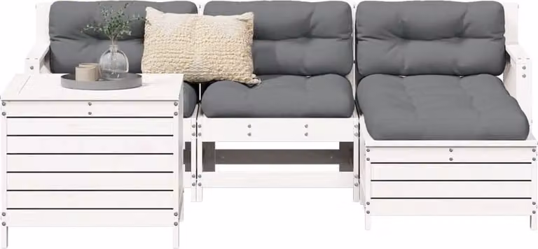 Maison Exclusive - Set Salotto da Giardino 5 pz Bianco in Legno Massello di Pino