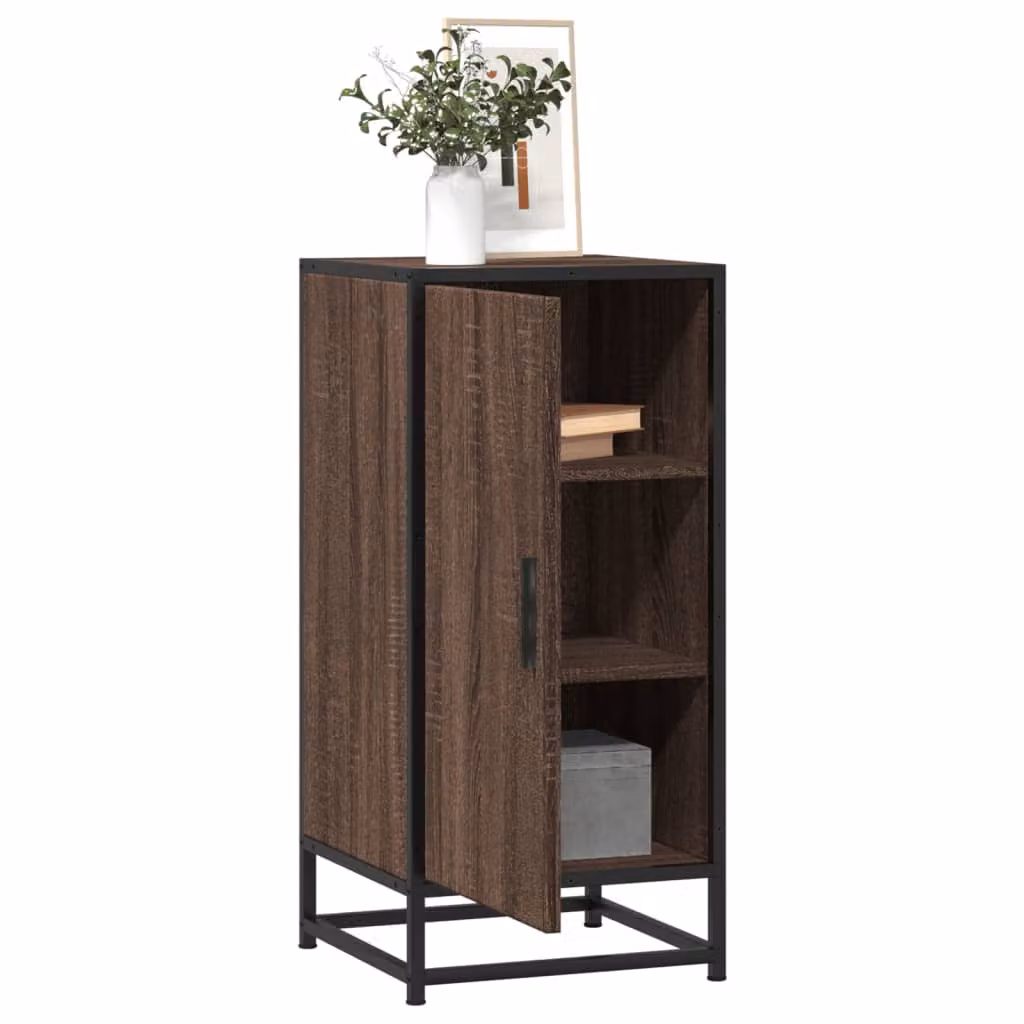 Credenza Industrial vidaXL in Rovere Marrone, Metallo e MDF, L 35,5 cm x P 35 cm x H 76 cm