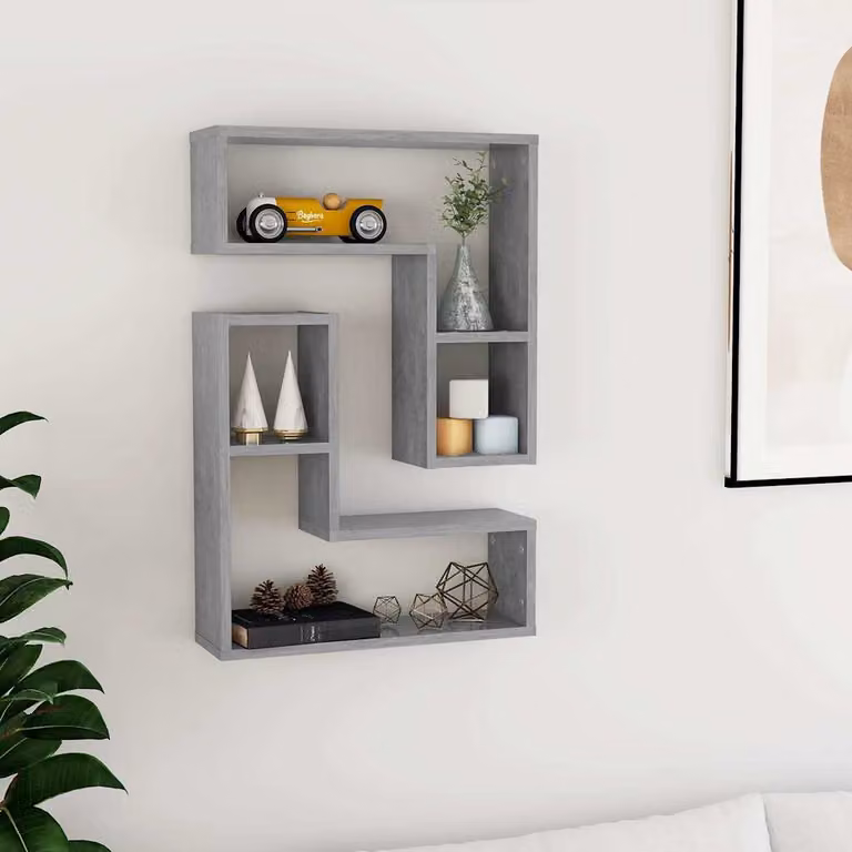 Set di 2 mensole a muro vidaXL in legno multistrato e MDF, design moderno a cubo, colore grigio, L 50 cm x P 15 cm x H 50 cm