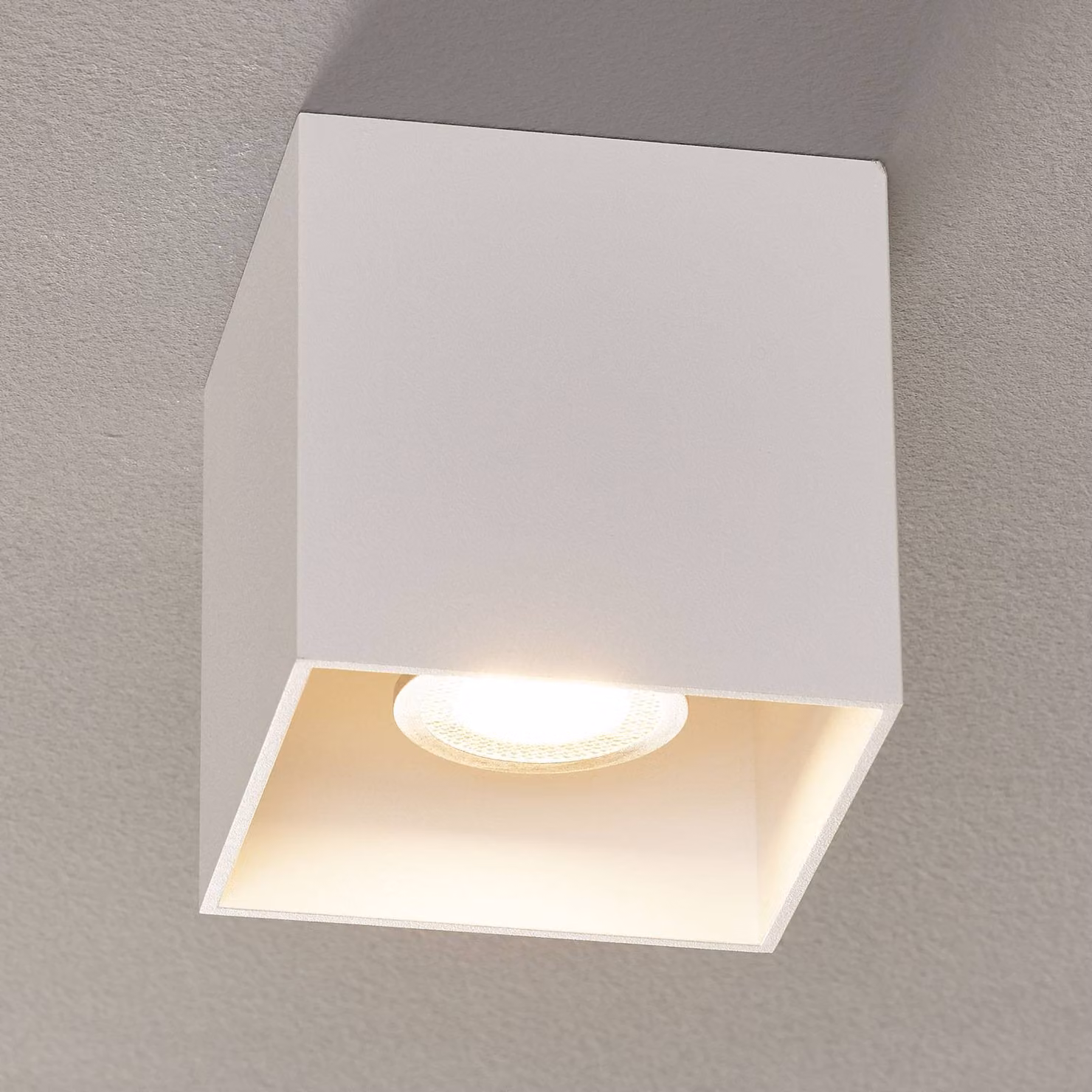 Wever & Ducré Lighting Plafoniera soffitto Box, dimmerabile, Bianco / Opale, Soggiorno / Sala da pranzo, Alluminio, Moderno, Plafoniera