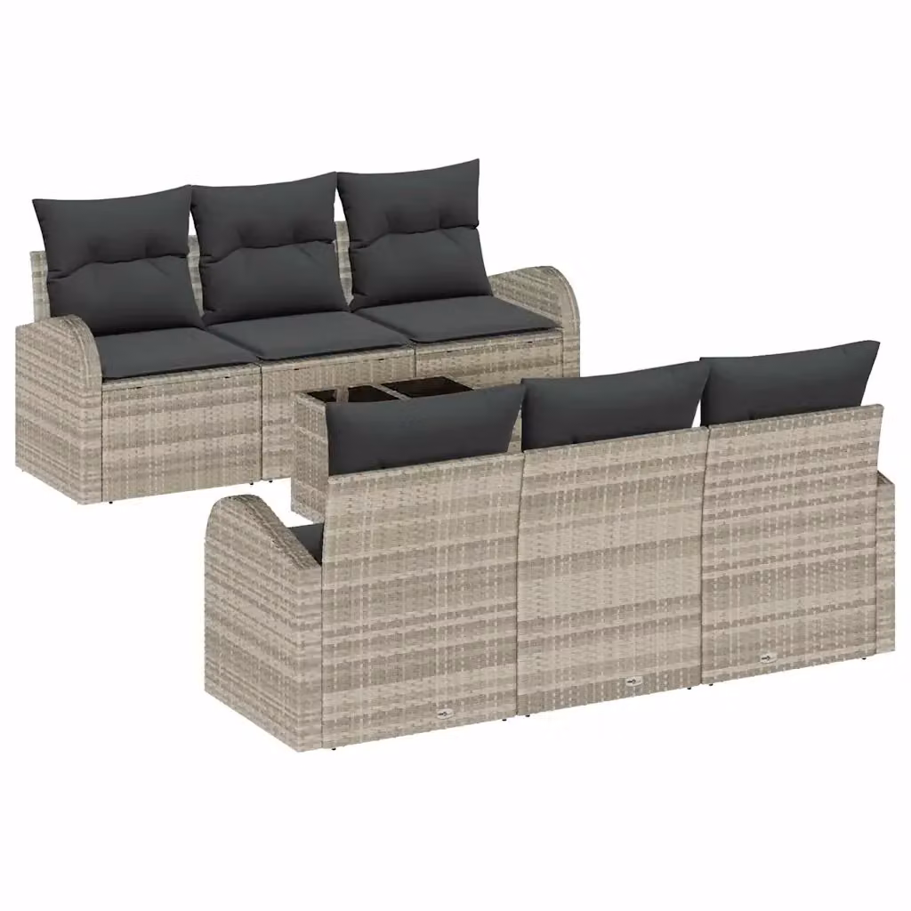 Set Divano da Giardino vidaXL 7 pz in Polyrattan Grigio con Cuscini e Tavolino – 2