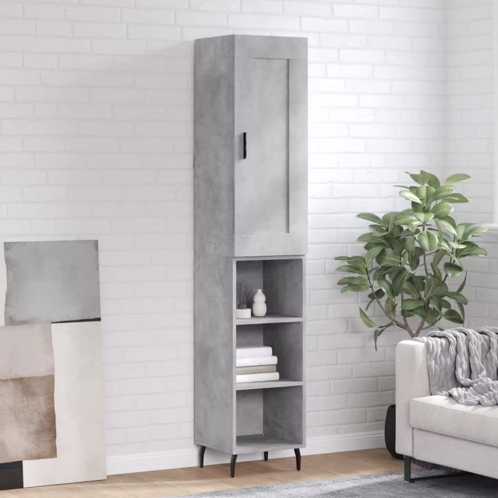 Credenza moderna vidaXL in legno e metallo grigio, sospesa, L/P/H: 34,5 x 34 x 180 cm