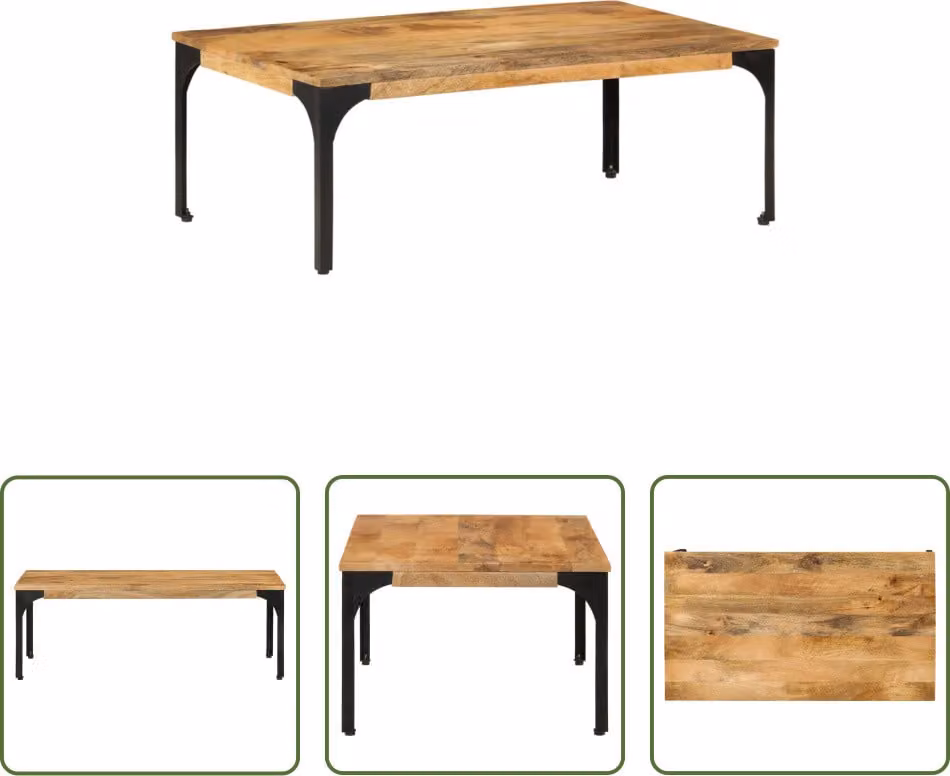 Tavolino The Living Store 100x55x35 cm in legno massiccio di mango