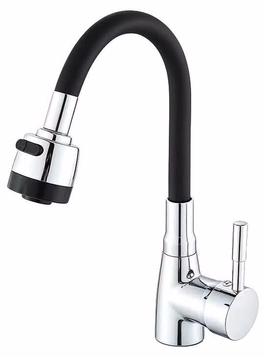 Rubinetto da cucina, con erogatore flessibile, rotazione a 360°, colore nero