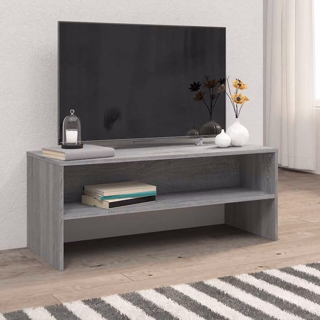 Mobile Porta TV Moderno vidaXL in Legno Grigio con Scomparti Media L/P/H: 100 x 40 x 40 cm