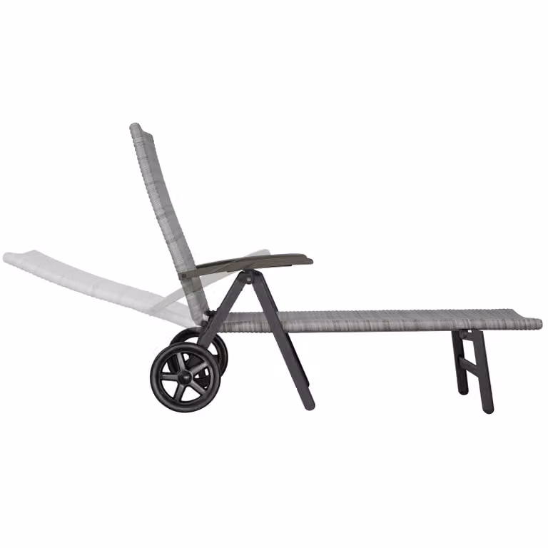 Lettino prendisole Auckland TecTake in polyrattan e metallo con tessuto textilene, pieghevole, grigio