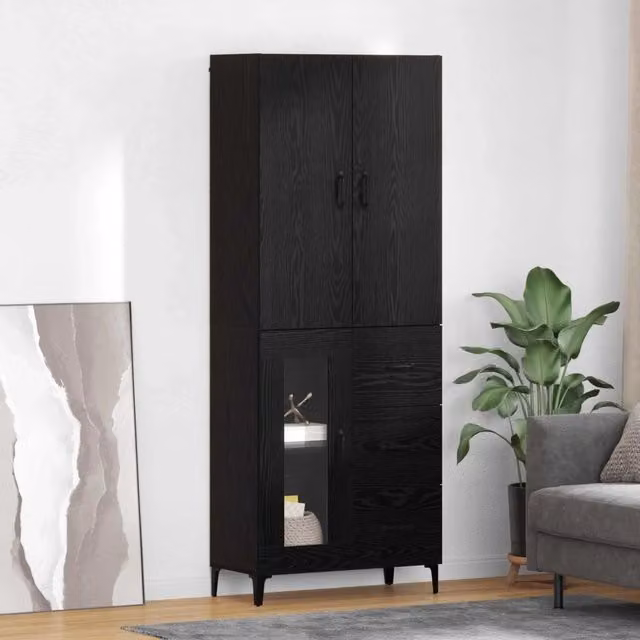 Credenza Rovere Nero 69,5 x 34 x 180 cm Legno ingegnerizzato 3416237