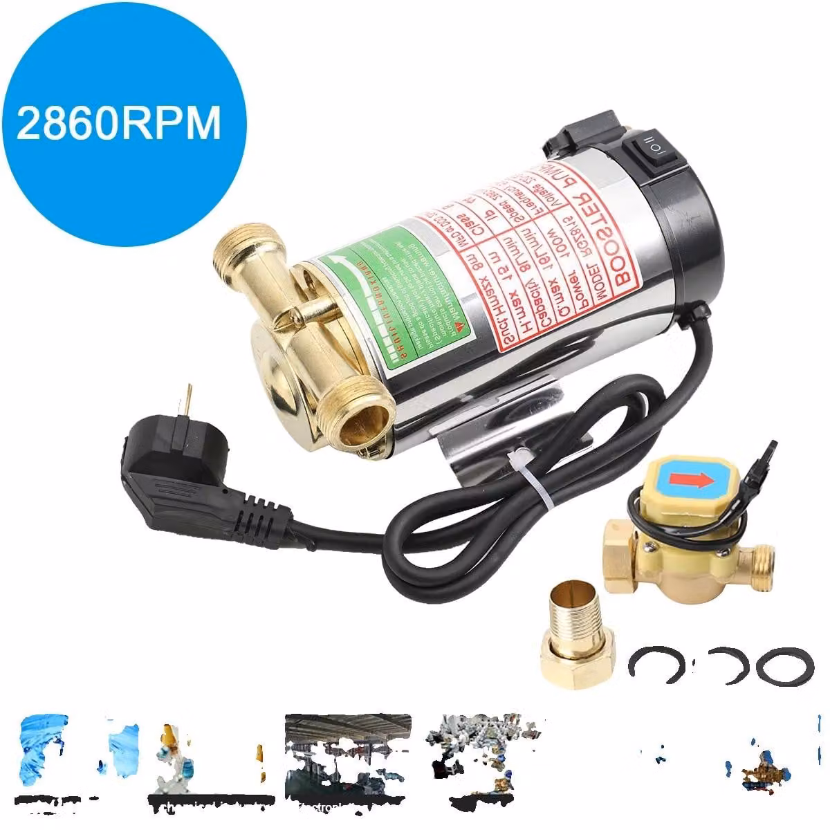 Pompe di potenziamento, 100W, 2860 giri/minuto, 220V, conformi agli standard UE