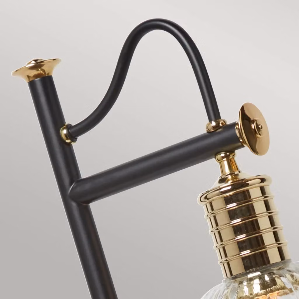 Lampada da scrivania regolabile Elstead Lighting in metallo nero e ottone lucido con attacco E27