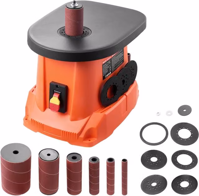 Levigatrice a Mandrino Oscillante BOSS200/1 da Banco 2000 giri/min Tavolo Ghisa 397x295 mm Corsa 16 mm con 6 Manicotti per Lavorazione Legno Officina