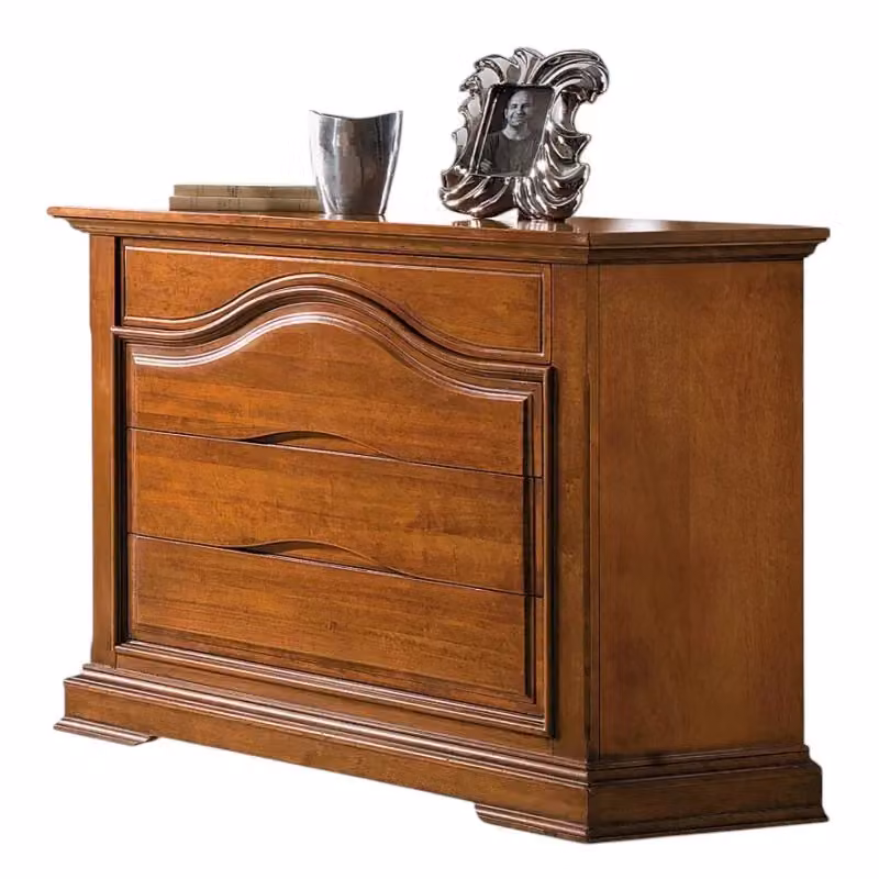 Cassettiera classica con 4 cassetti in legno tinta noce Mobili 2G L: 125 cm, P: 52 cm, H: 99 cm – 2
