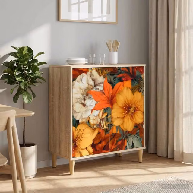 Credenza moderna vidaXL in legno MDF multicolore per soggiorno e sala da pranzo L: 69 cm, P: 33 cm, H: 75 cm – 1