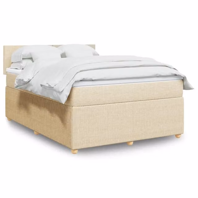 Letto Ibrido Moderno vidaXL con Materasso in Tessuto Beige e Bianco L/P/H: 200 x 140 x 100,5 cm