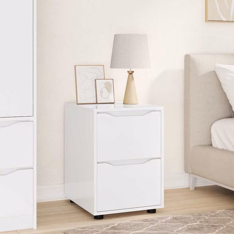 Armadio moderno vidaXL in legno MDF bianco lucido L 40 cm x P 48 cm x H 57 cm
