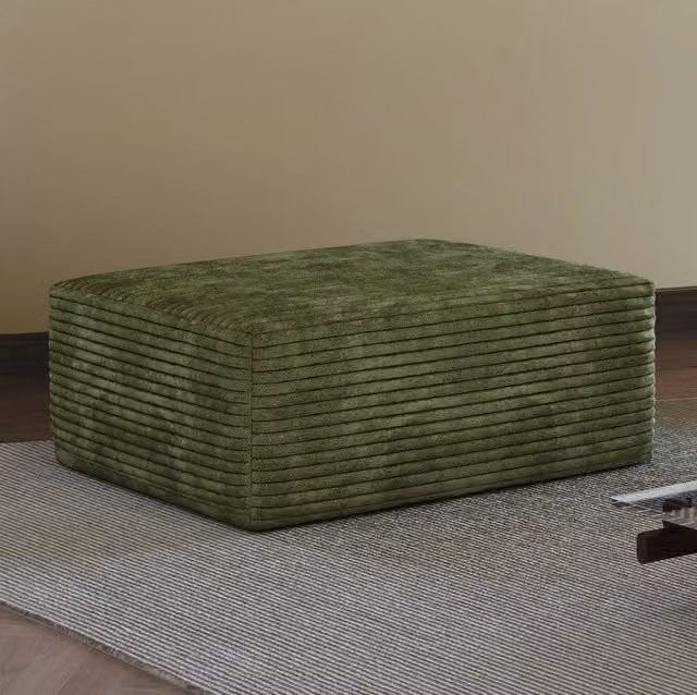 Pouf modulare MODFU in tessuto corduroy verde per soggiorno e camera da letto