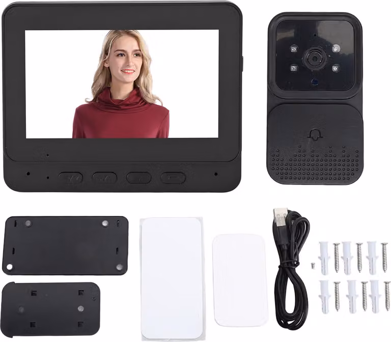 Wireless WiFi -video -campanello -sistema citofonico 1080p -telecamera con monitor a 2 vie -infrarossi -visione notturna 2,4 GHz angolo lente 70 gradi