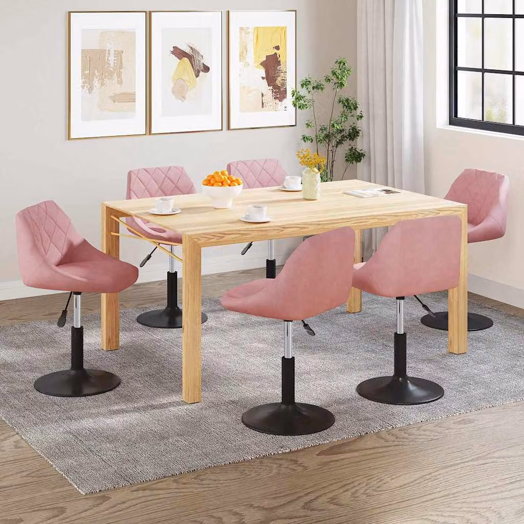 vidaXL Sedie da Pranzo Girevoli 6 pz Rosa in Velluto
