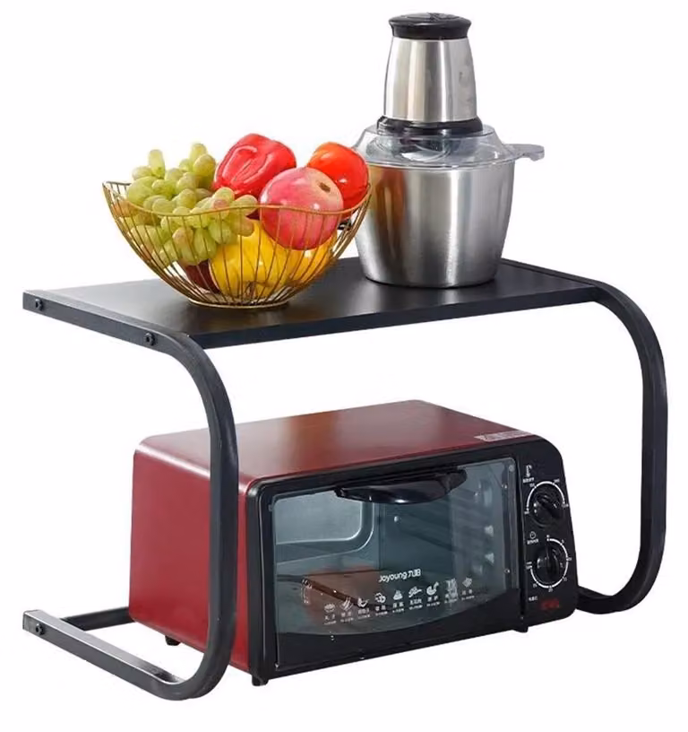 Ripiano per la cucina - Ripiano per il microonde - Porta spezie - Porta posate - Contenitore - Metallo - Nero