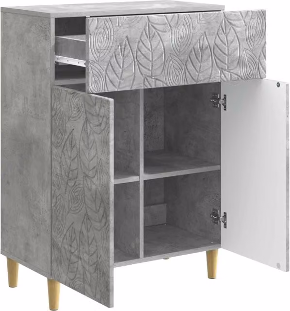Credenza Buffet Madia in Legno MDF Grigio Cemento L: 66 cm, P: 34,5 cm, H: 90 cm